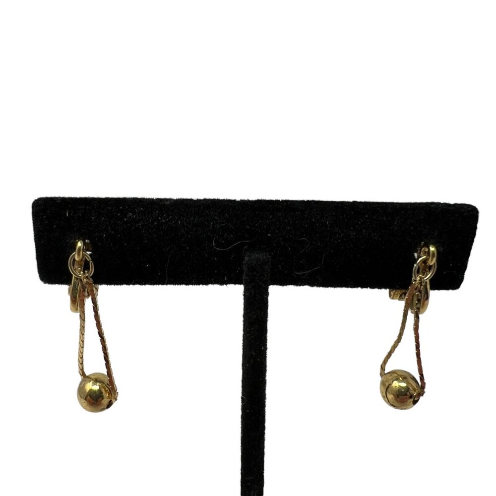 Napier Earrings Gold Tone Serpentine Chain Dangle Clip On Earrings